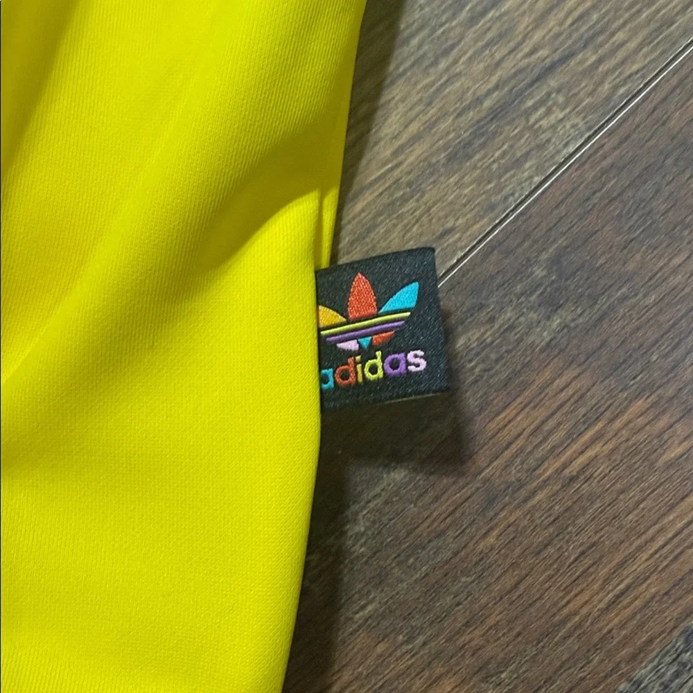 adidas Yellow Track Jacket with White Stripes